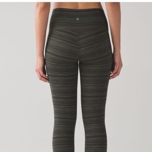 Lululemon High Times Full Length Pant Cyber Stripe Gator Green Black Size 4